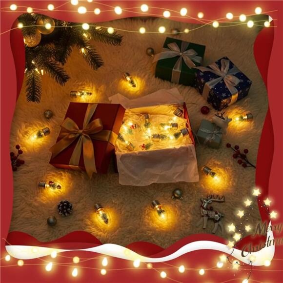 6.6FT Christmas Vintage Decor String Light - 10LED Snow Globe Bulbs String - Picture 7 of 8